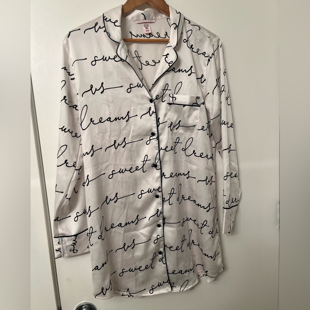 Victoria’s Secret "Sweet Dreams" Satin Sleep Dress/Shirt - Size Small